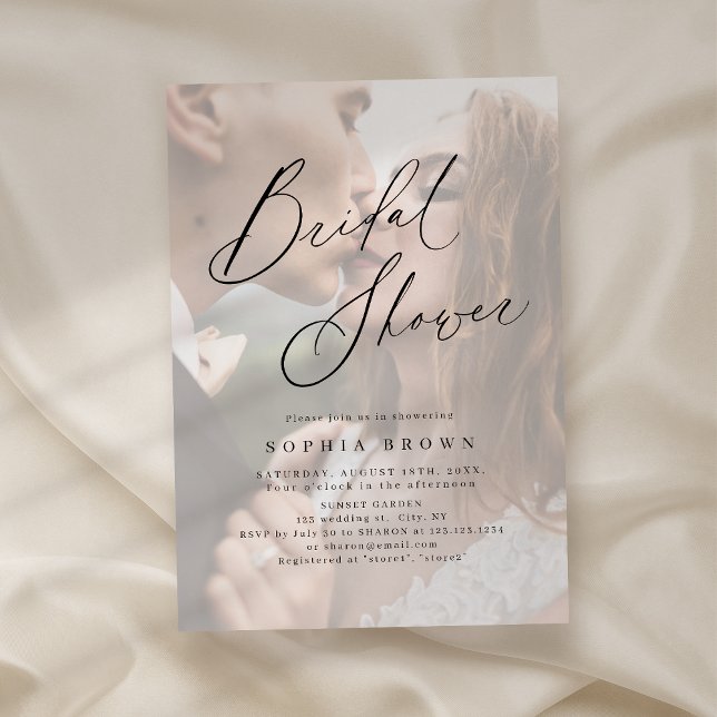 Invitation Élégant script moderne minimaliste photo nuptiale  (Elegant modern script minimal photo bridal shower invitation)
