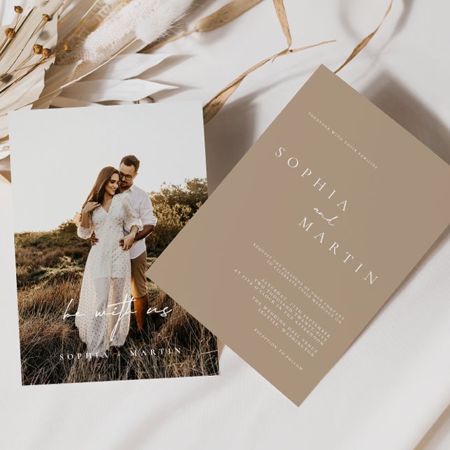 Invitation Élégant script moderne photo classique Mariage Inv (Elegant Modern Script Photo Classic Wedding Invita Invitation)