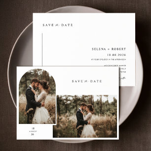 Invitation Élégant Script Moderne Photo Mariage Enregistrer L