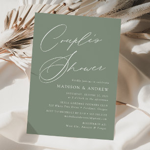 Invitation Élégant Script moderne Sage Green Couple Douche
