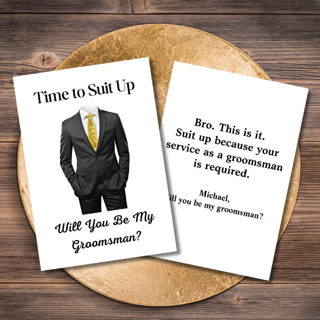 Invitation élégant script moderne tuxedo groomsman propositio (Créateur téléchargé)