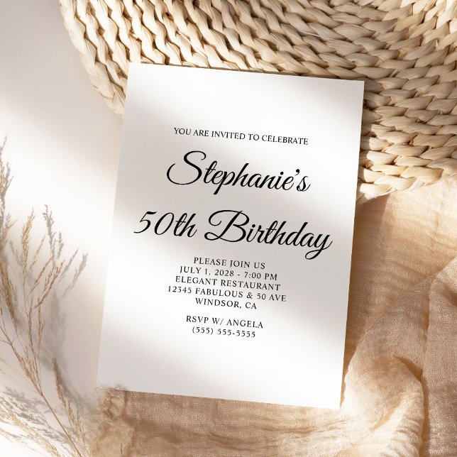 Invitation Élégant Script Monogramme 50e anniversaire (Create your own modern 50th Birthday invite.)