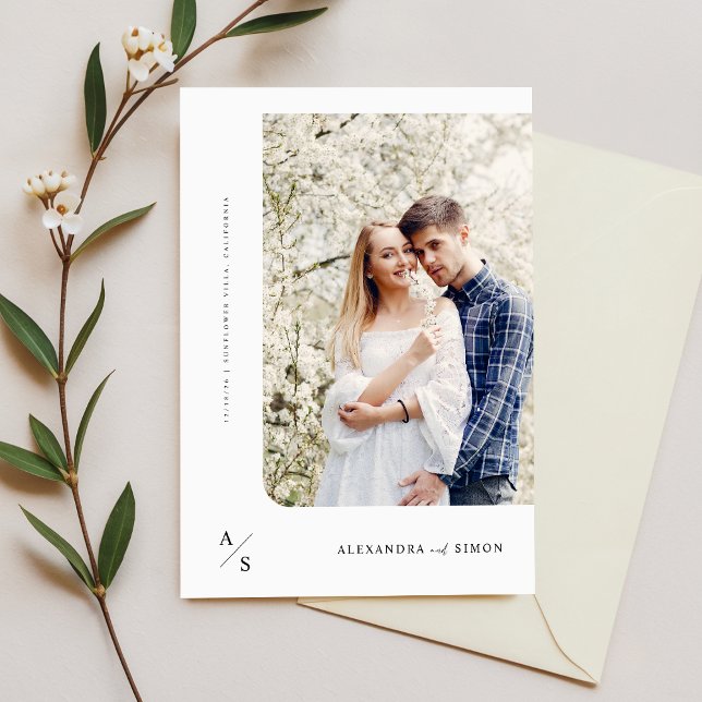 Invitation Élégant script Monogramme photo Mariage (Créateur téléchargé)