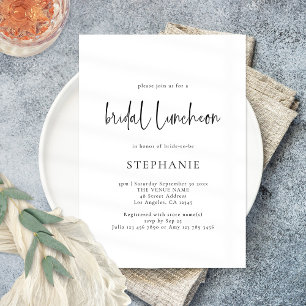 Invitation Élégant Script noir blanc nuptiale déjeuner douche