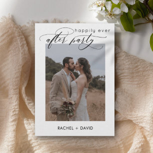 Invitation Élégant Script Nous Avons Elopé Photo Mariage Réce