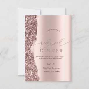 Invitation Élégant Script Pailleté Or Rose 