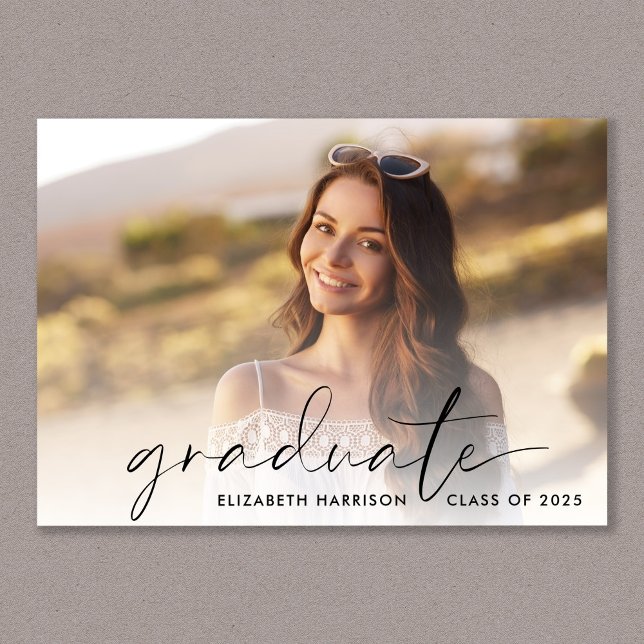 Invitation Élégant Script Photo Graduation Party (Cherish the milestone: share your graduate's achievement with a custom photo graduation invitation)