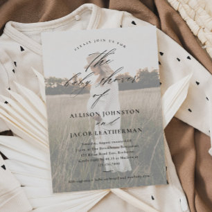 Invitation Élégant Script Photo Overlay Couples Baby shower