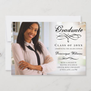 Invitation Élégant Script Photo Virtual Graduation Party