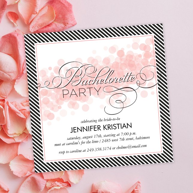 Invitation Élégant Script Rose Noir Enterrement de Vie de Jeu (Créateur téléchargé)