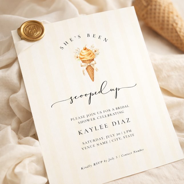 Invitation Elegant Script She’s Been Scooped Up Bridal Shower (Créateur téléchargé)