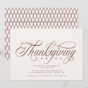 Invitation Élégant Script Thanksgiving Fête dîner