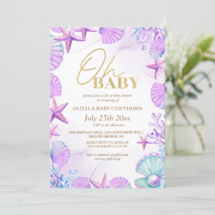 Invitation Elégant Sea Watercolor Baby shower Parties scintil