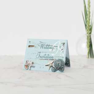 Invitation Elegant Seashells Beach Mariage Papeterie