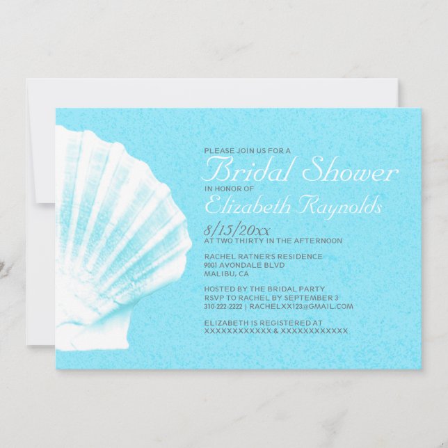 Invitation Elegant Seashells Fête des mariées de destination  (Devant)