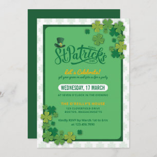Invitation Élégant Shamrock vert St. Patrick's Day Party