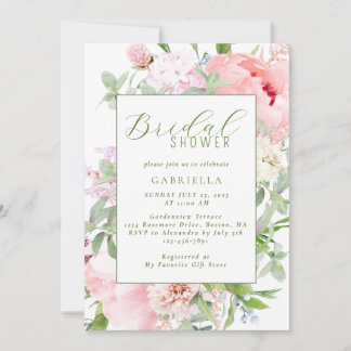 Invitation Élégant Shower de Mariage Floral Aquarelle Rose