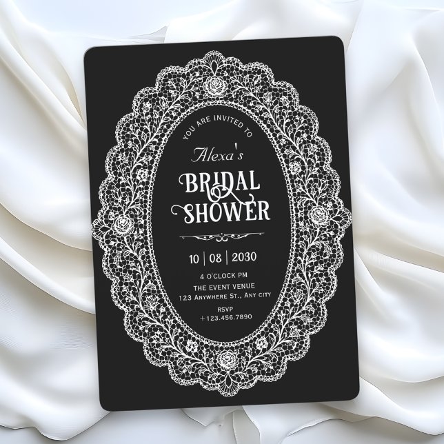 Invitation Élégant shower de mariage noir (Créateur téléchargé)