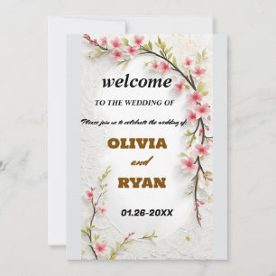 Invitation élégant signe de bienvenue à la mariage florale