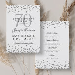 Invitation Elegant Silver 70th Birthday Enregistrer la date D<br><div class="desc">Elégant design "70th Birthday Party" avec faux confettis de parties scintillant & détails texte. Facile à utiliser et facile à personnaliser. Commandez aujourd'hui !</div>