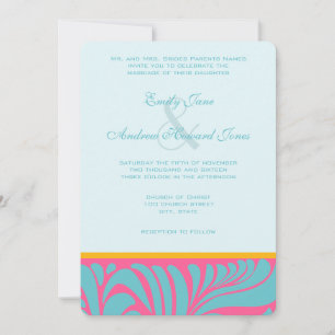 Invitation Elégant Silver Aqua Fuchsia Butterscotch Éperons