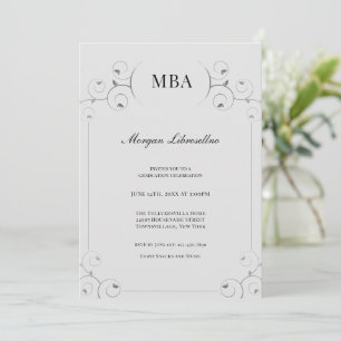 Invitation Élégant Silver Grey MBA Graduation Party