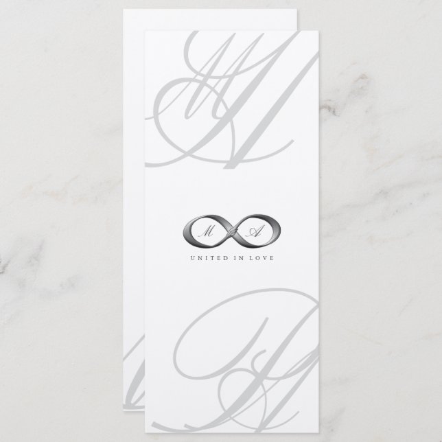 Invitation Elégant Silver Infinity Hand Clasp Mariage Invitat (Devant / Derrière)