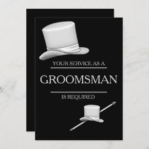 Invitation Élégant Silver Top Hat Groomsman
