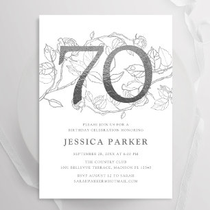Invitation Elégant Silver White 70e anniversaire