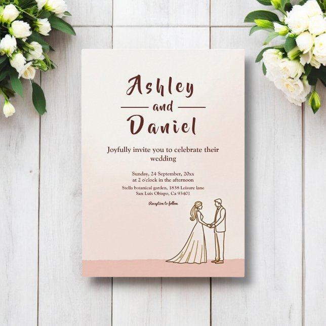 Invitation Elegant Simple Black And White Bride Groom Wedding (Créateur téléchargé)