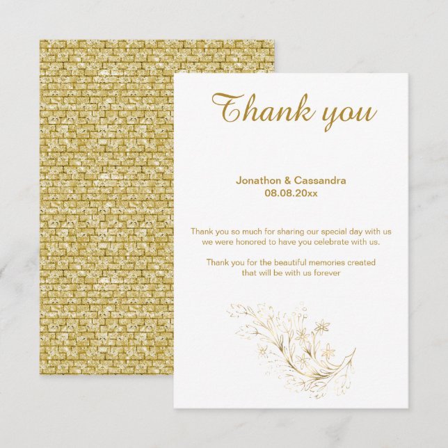 INVITATION ÉLÉGANT SIMPLE BRIQUE D'OR ENVERS MERCI (Devant / Derrière)