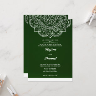 Invitation Élégant simple Emerald Green Paisley Indian Hindu