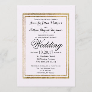 Invitation Elégant Simple Faux Gold Outline et blanc