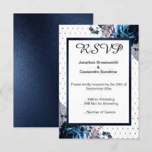 INVITATION ELEGANT SIMPLE FLORAL TURQUOISE MOTIF ROSE RSVP