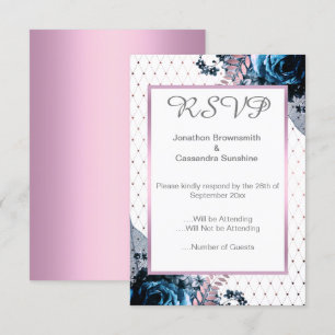 INVITATION ELÉGANT SIMPLE FLORAL TURQUOISE ROSE RSVP