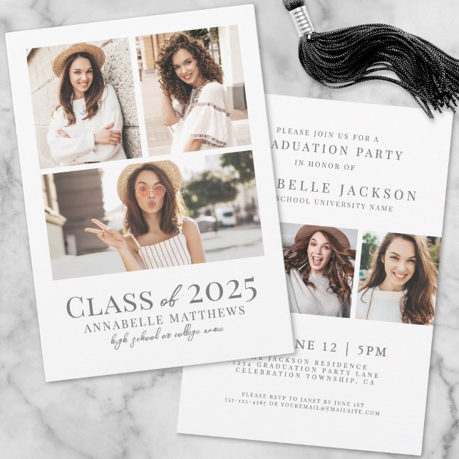 Invitation Élégant Simple Graduate Photo Party (Elegant Simple Graduate Photo Graduation Party Invitation)