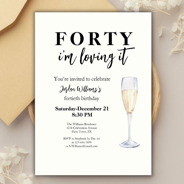 Invitation Elegant Simple I'm Loving It 40th Birthday (Créateur téléchargé)