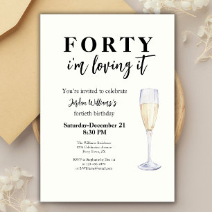Invitation Elégant Simple J'adore Ça 40e Anniversaire