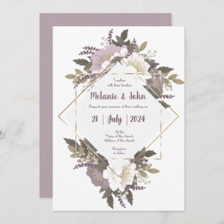 Invitation Elégant & Simple Lilac fleur Mariage Inviter
