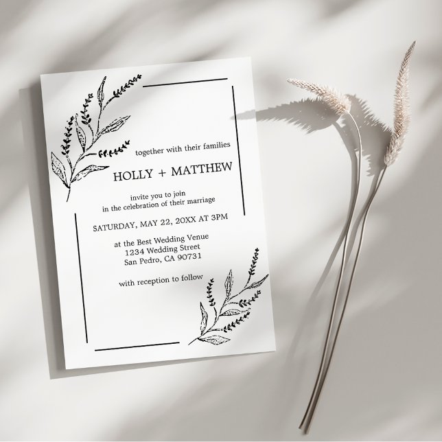 Invitation Élégant Simple Mariage Botanique Chic Lavande (Créateur téléchargé)