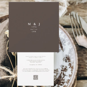 Invitation Élégant & Simple Mariage Carré Marron Foncé Modern