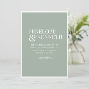 Invitation Élégant Simple Mariage Classique Sage Poussiéreux