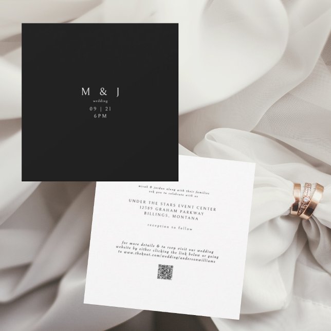 Invitation Élégant & Simple Mariage Moderne B/N Carré II (Créateur téléchargé)