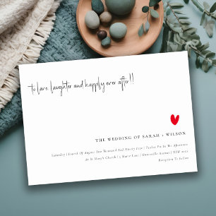 Invitation Élégant Simple Minimal Red Heart Script Mariage