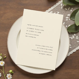 Invitation Élégant Simple Minimaliste Moderne Mariage Crème