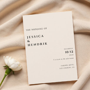 Invitation Élégant Simple Minimaliste Moderne Mariage Crème