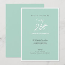 Elegant Simple Modern Mint 21st Birthday Party