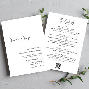 Invitation Élégant simple moderne QR Code Mariage RSVP