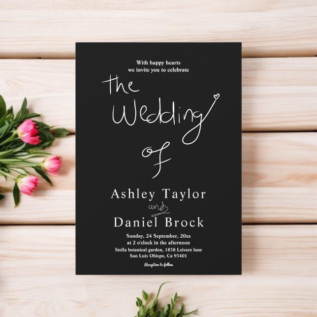 Invitation Élégant Simple Noir Et Blanc Chic Mariage moderne (Créateur téléchargé)