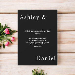 Invitation Élégant Simple Noir Et Blanc Moderne Mariage Chic